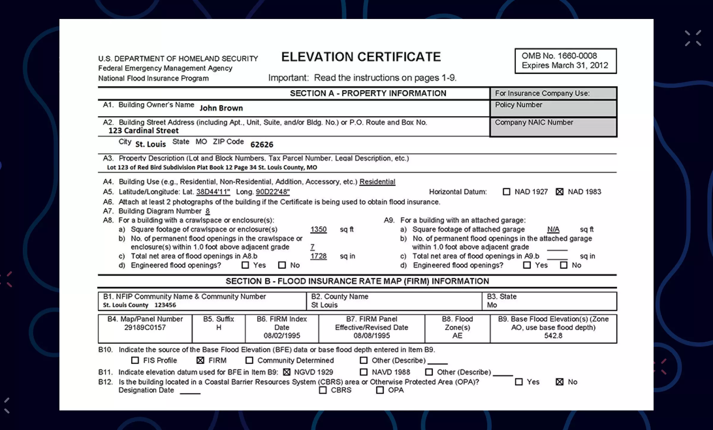 Flood certificate