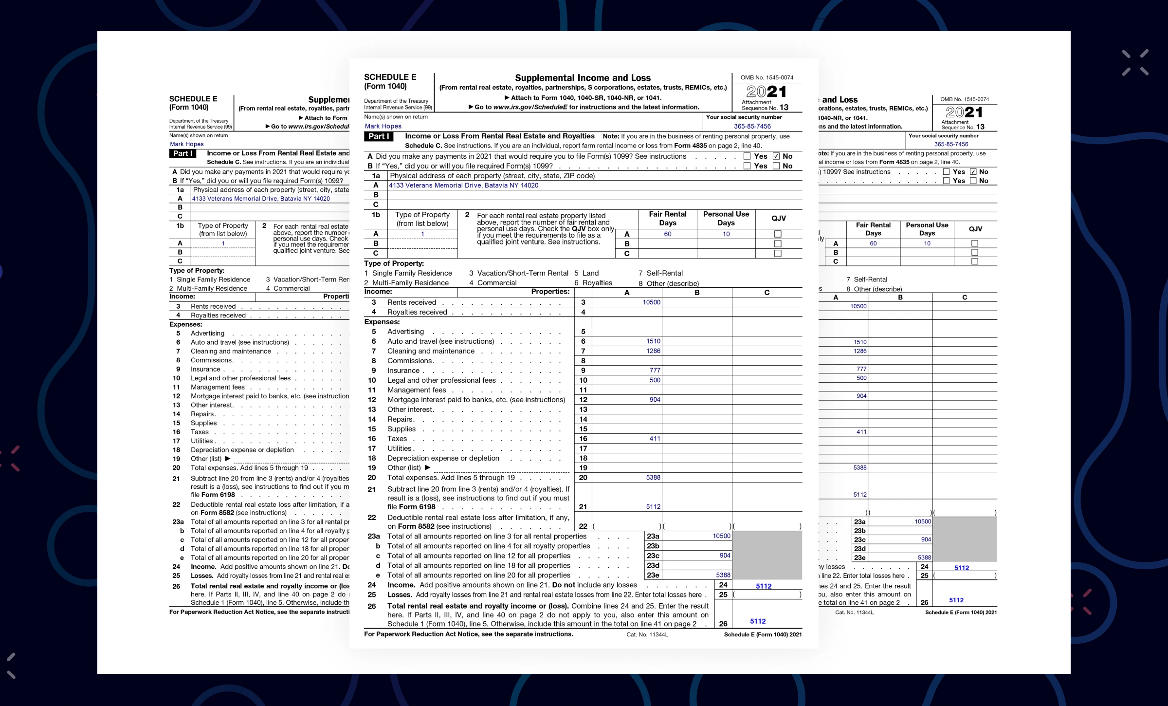 Schedule E Form 1040