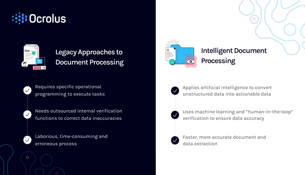 legacy approaches to document processing vs today's intelligent document processing solutions