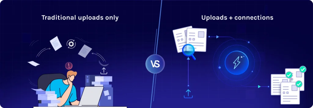 inline traditional uploads vs uploads connections